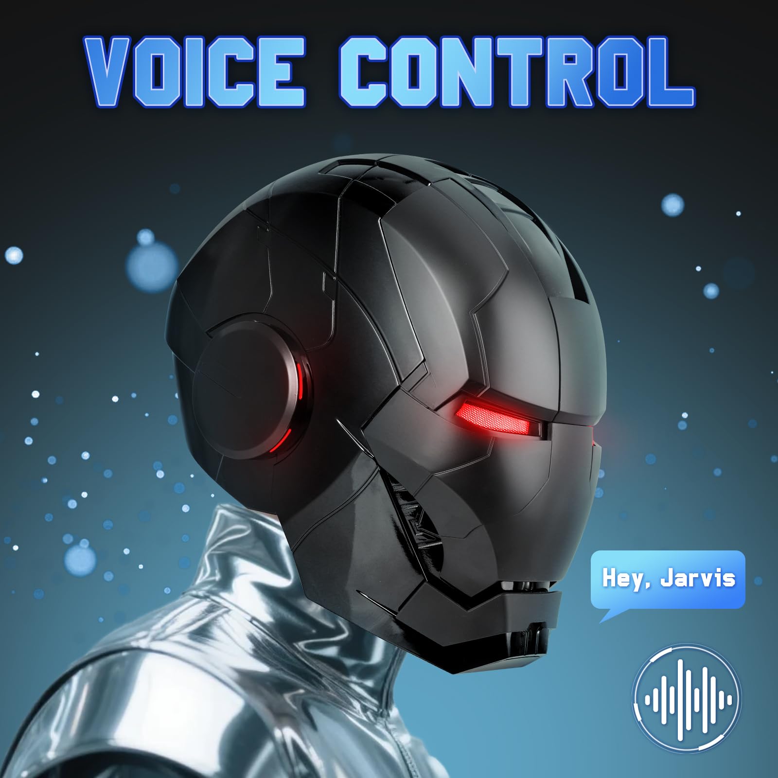 YONTYEQ MK5 helmet voice-activated feature for hands-free control during cosplay.