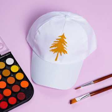 Yookat DIY-cap white blank flatlay inviting creative customization ideas.