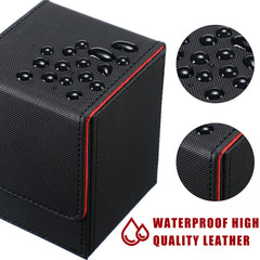 Yookeer black-red leather deck box protects cards with sturdy stitching and magnet seal.