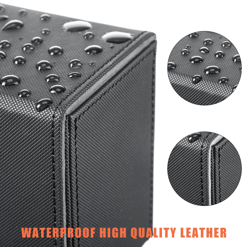 Yookeer gray leather deck box with magnet closure keeps contents secure