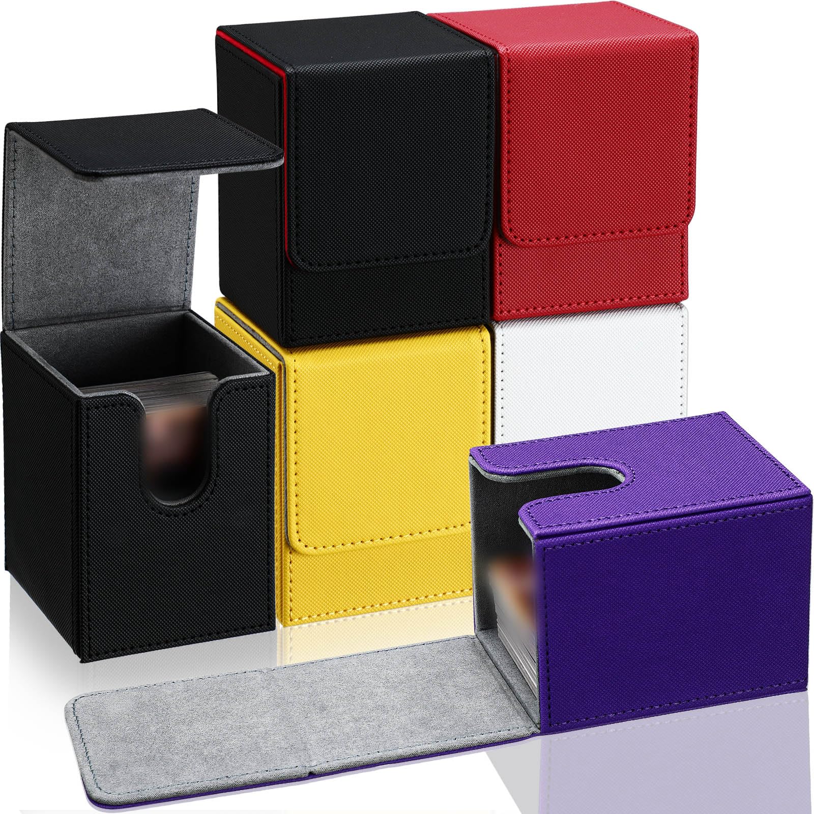 Yookeer white leather deck box with magnetic closure keeps 100+ cards secure during travel.