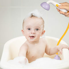 Yookidoo baby bath splash promotes interactive play during tub time.