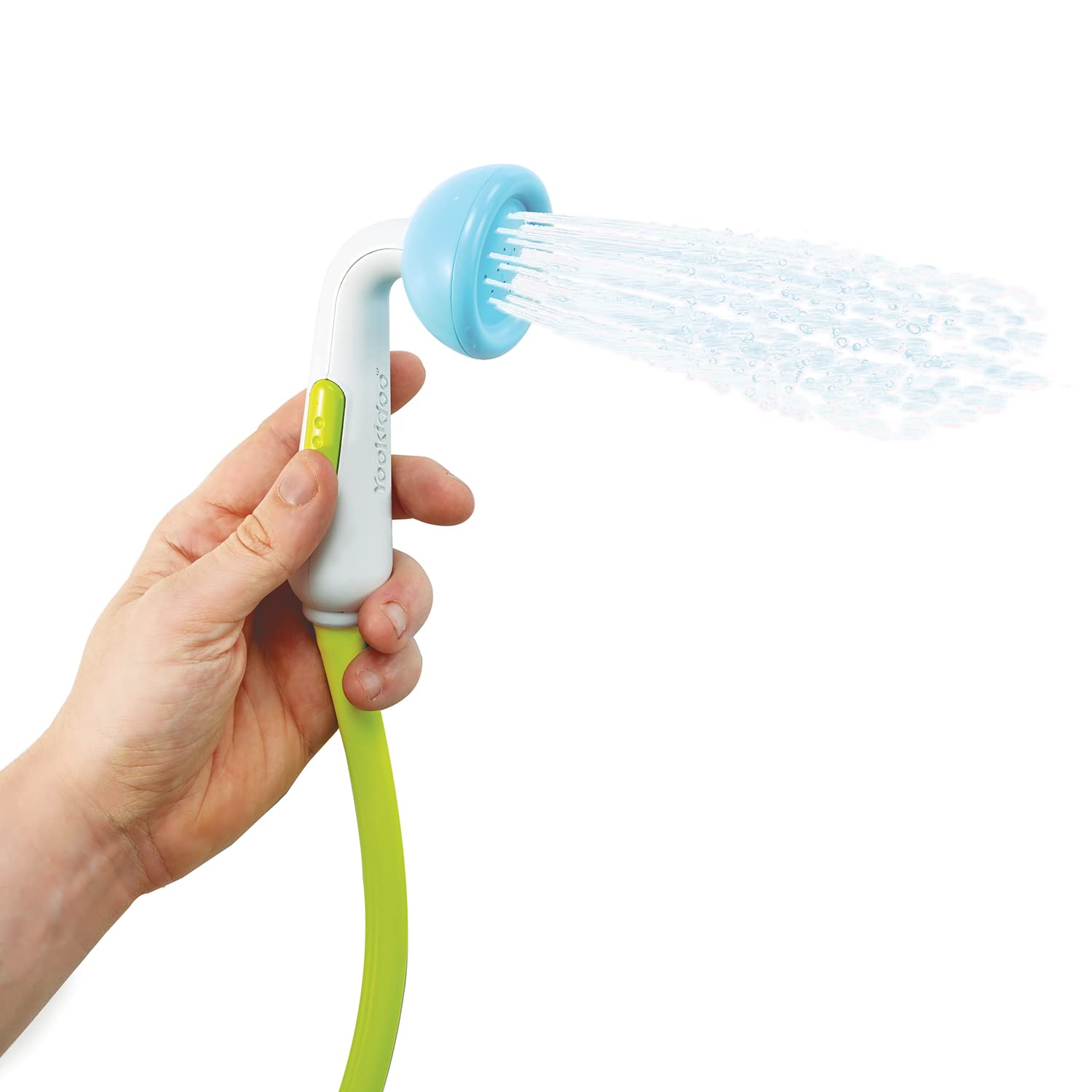 Yookidoo baby bath time fun spray supports easy rinsing.