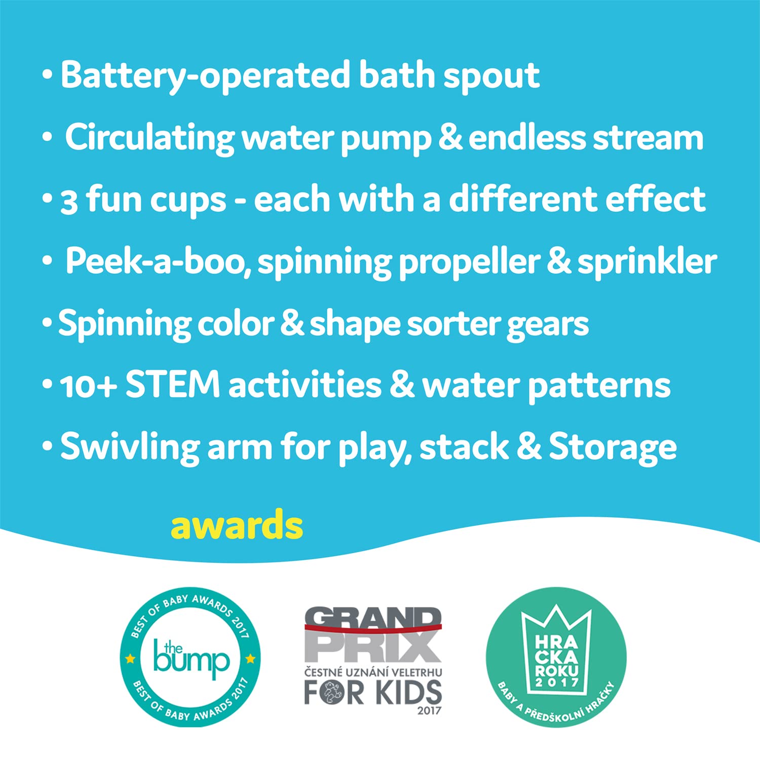 Yookidoo mold-free design helps keep bath time clean and safer for toddlers.