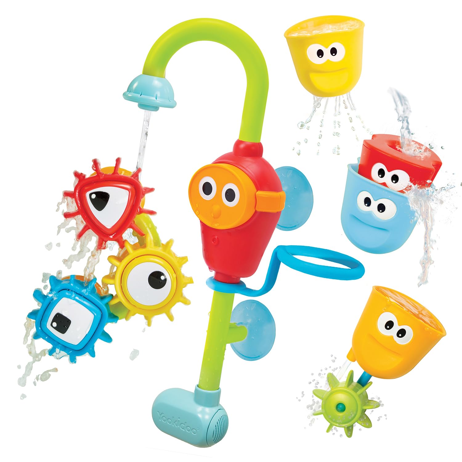 Yookidoo Spin N Sort Spout Pro with stackable cups for engaging water play and STEM exploration.