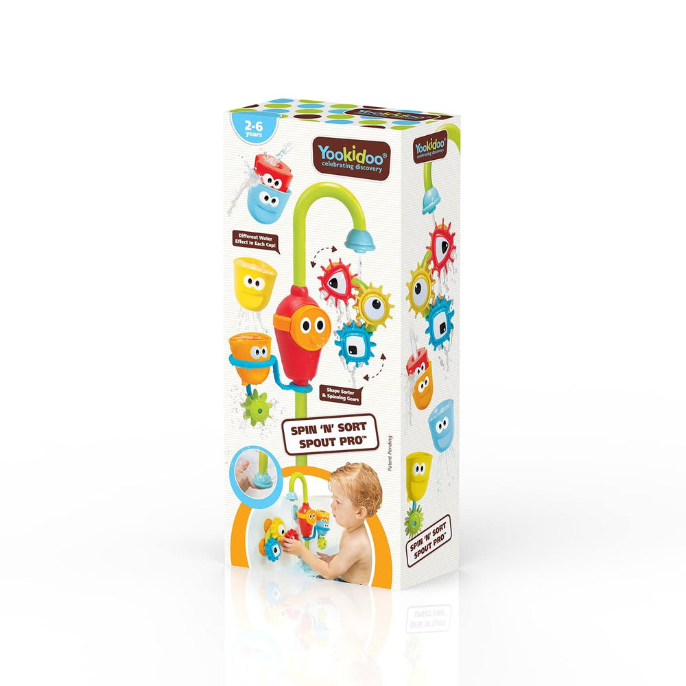 Yookidoo tub toy features bright cups creating spraying, straining and floating water effects.