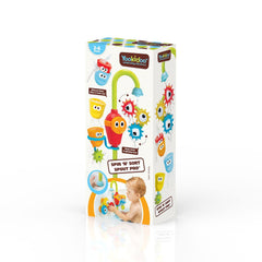 Yookidoo tub toy features bright cups creating spraying, straining and floating water effects.