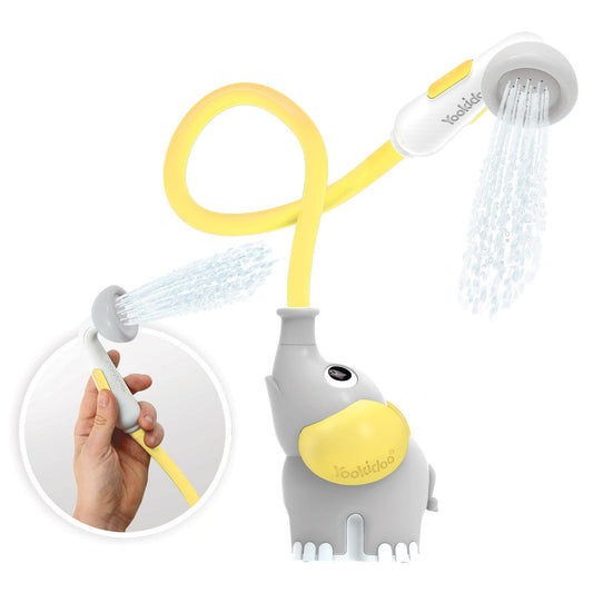 Yookidoo Elephant bath shower head with trunk sprayer for gentle rinsing