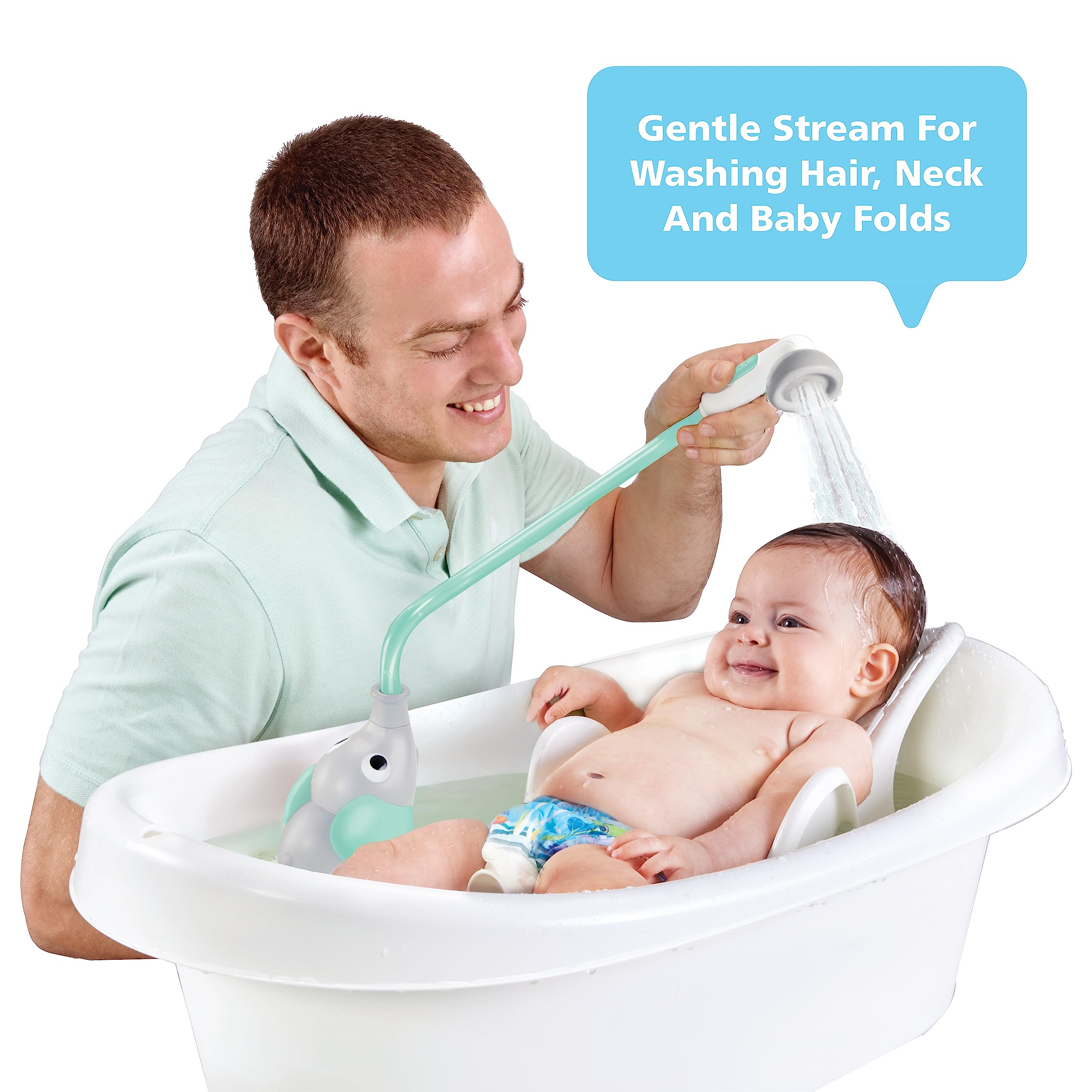 Yookidoo knob controlled water flow for pause and resume during bath