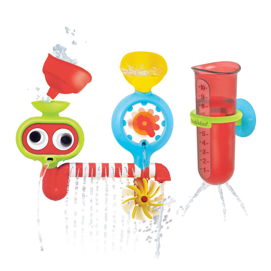 Yookidoo WaterLab wall toy with cascading gears for engaging bath time play