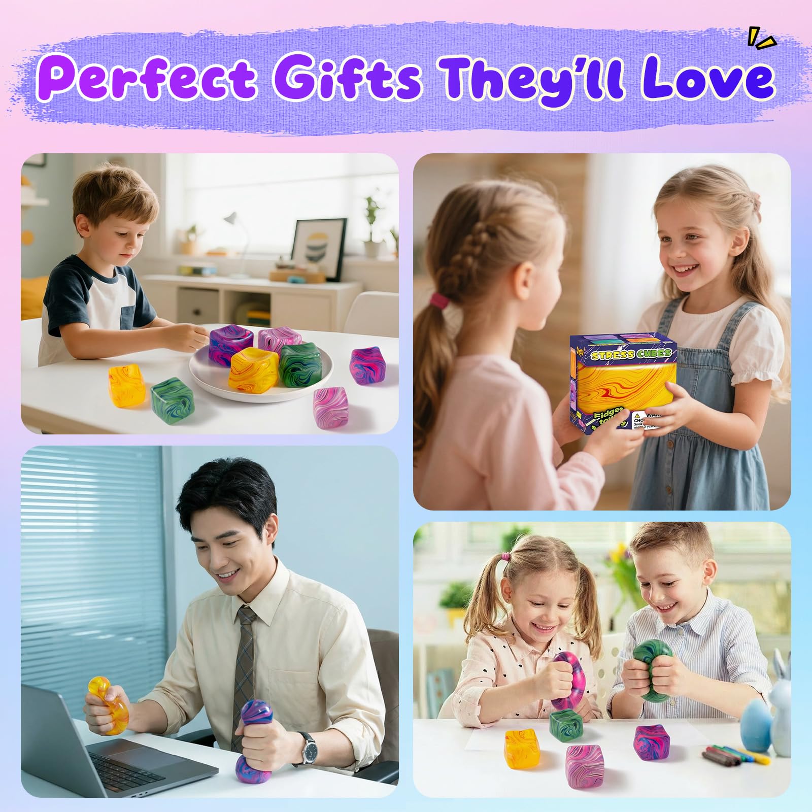 Yooshi portable non-toxic stress cube durable for daily use anywhere.