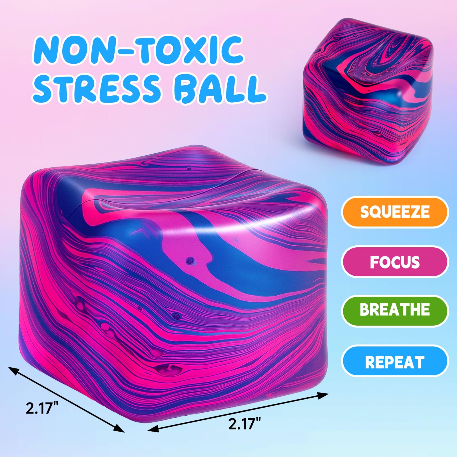Yooshi soft slow-rise foam cube with gentle rebound for stress relief.