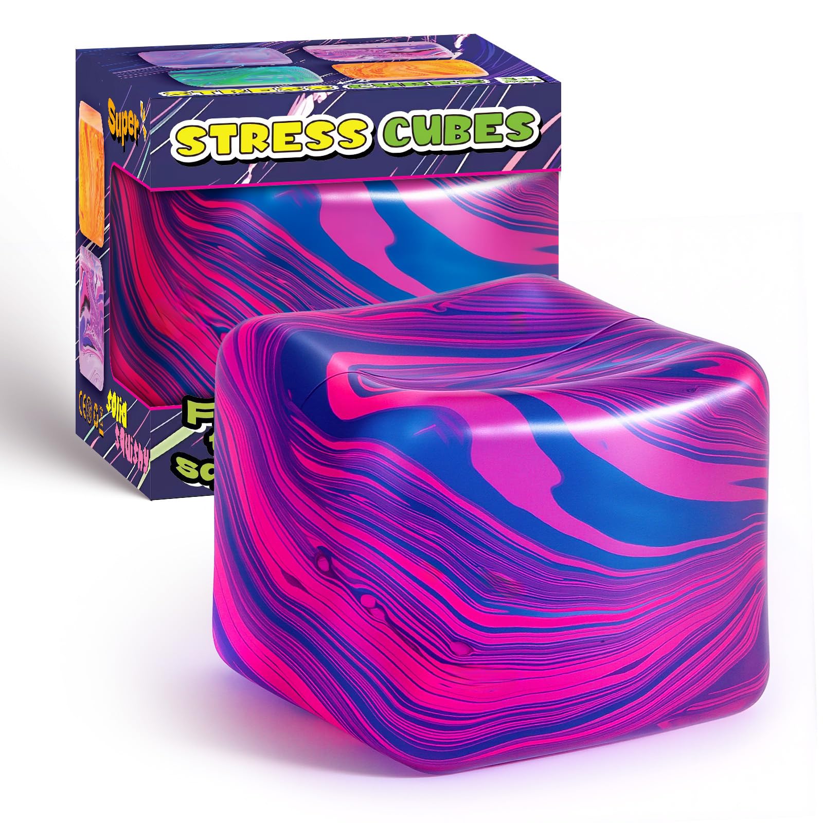 Yooshi stress cube with textured surface for a satisfying grip during fidgeting.