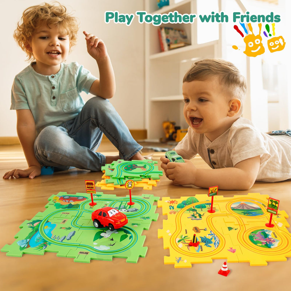 YOOYID forest puzzle pieces foster concentration while track builds.