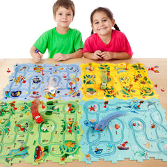 YOOYID Puzzle Racer road signs guide routes for early navigation practice.