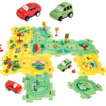 YOOYID Race Track Car Set: assembly activity boosts fine motor skills.