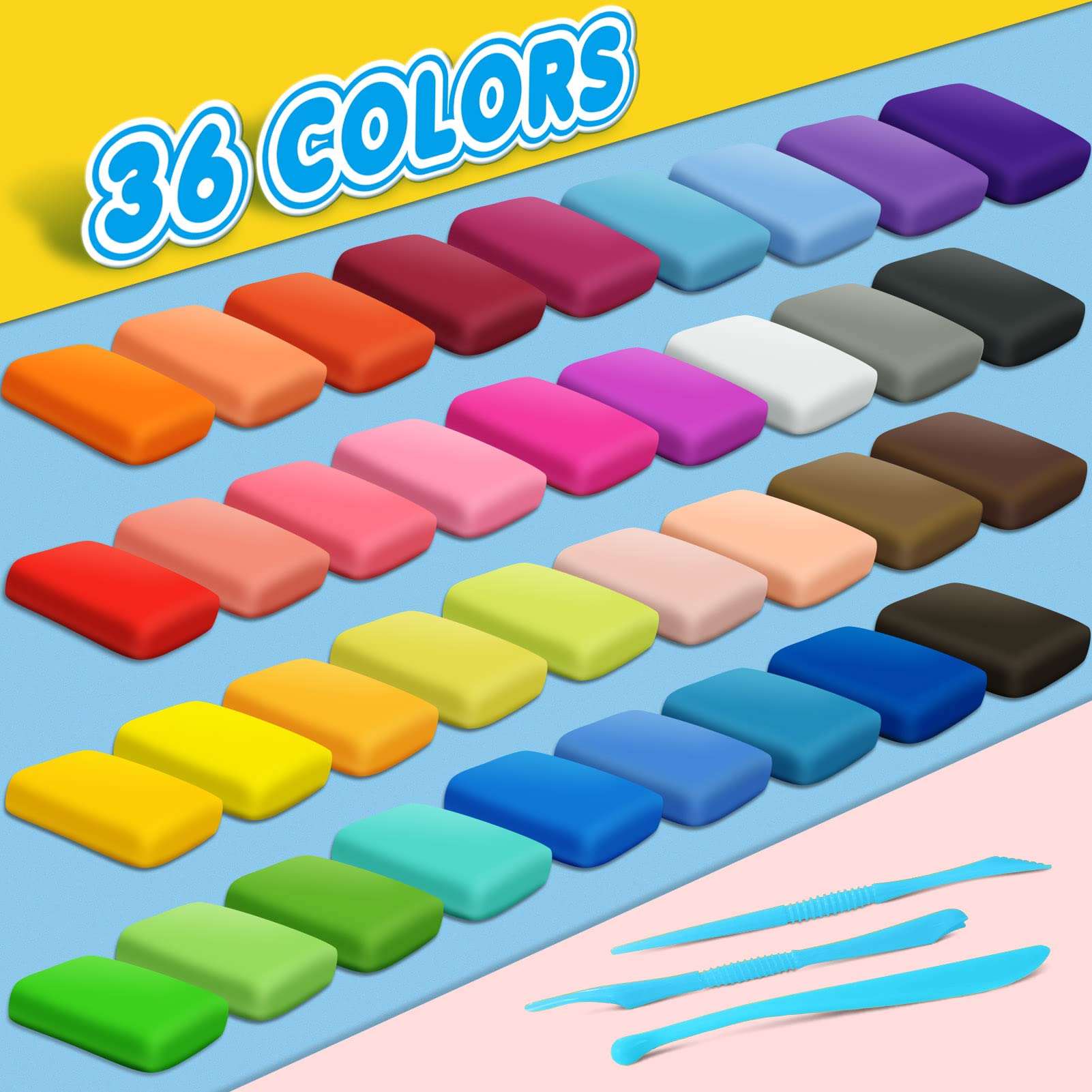 YOPINSAND Air Dry Clay color swatches for endless hue mixing