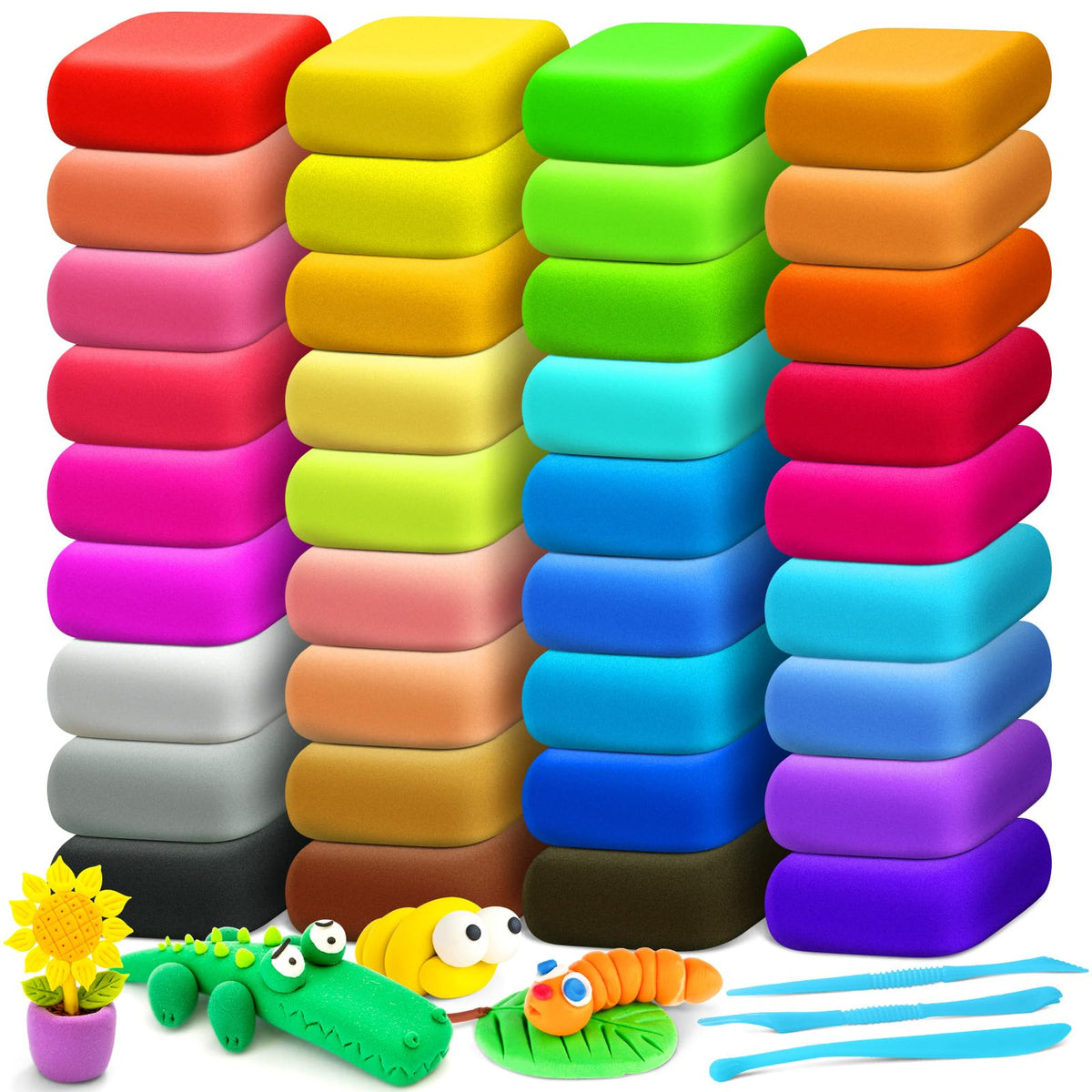 YOPINSAND Air Dry Clay packaging highlights 36 colors for creative projects