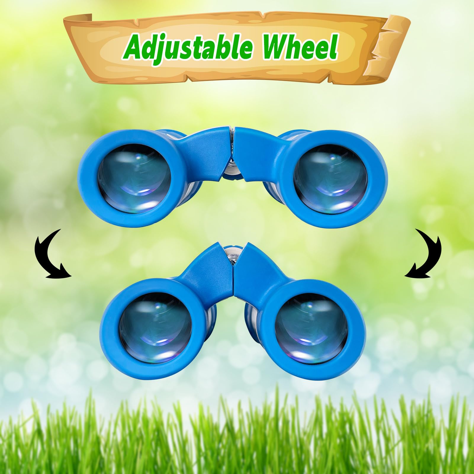 YOPINSAND Kids Binoculars 4x magnification lens for easy distant viewing.