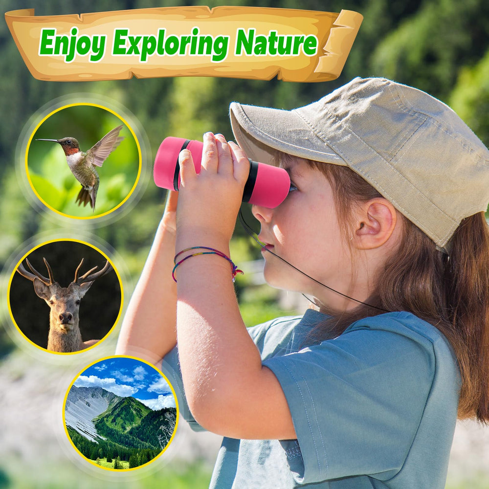 YOPINSAND Kids Binoculars adjustable neck strap keeps them safe and hands-free when needed