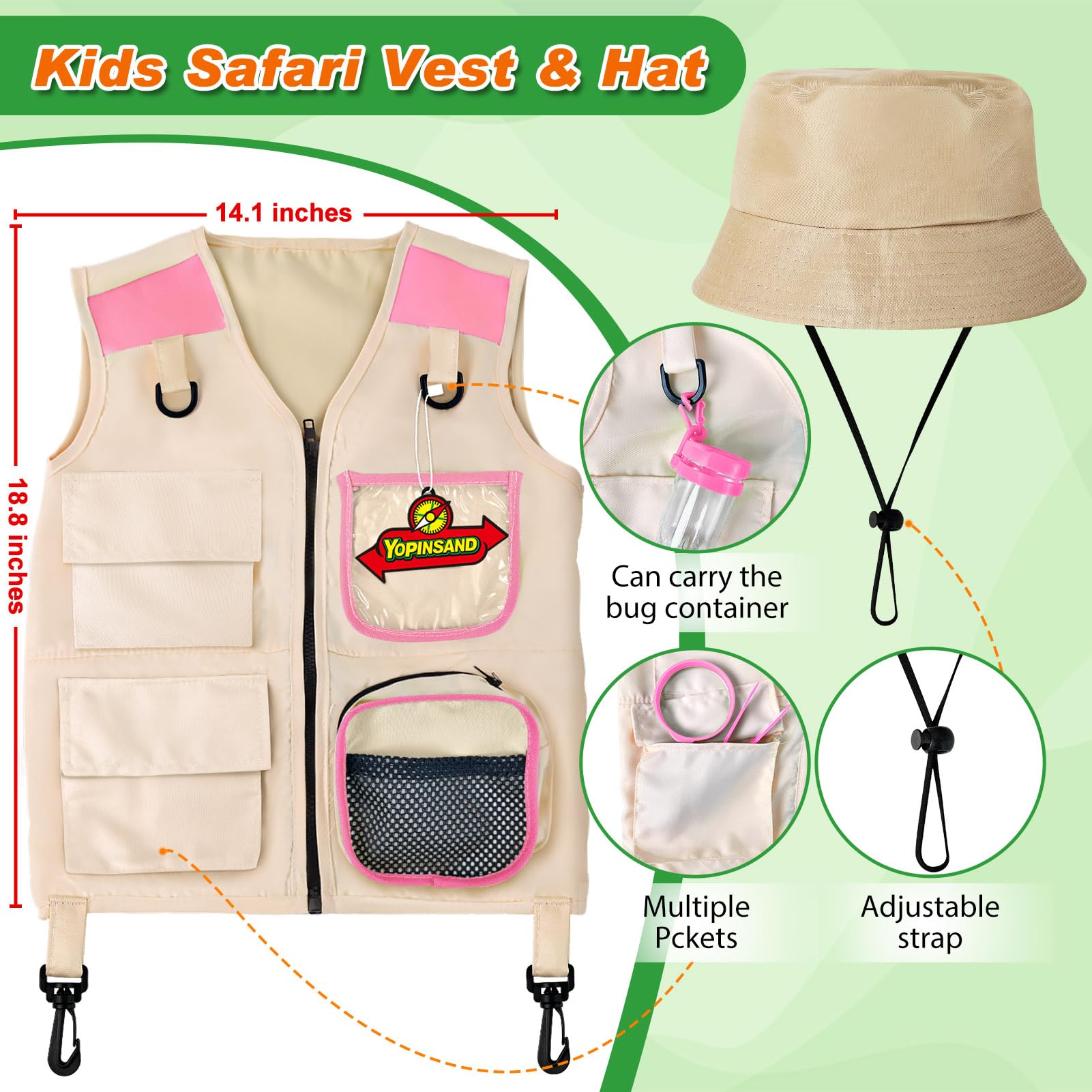 YOPINSAND Kids Explorer Kit hat for shade during outdoor adventures