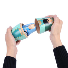 Yoption Christmas-themed nesting dolls add charm to mantel or shelf.