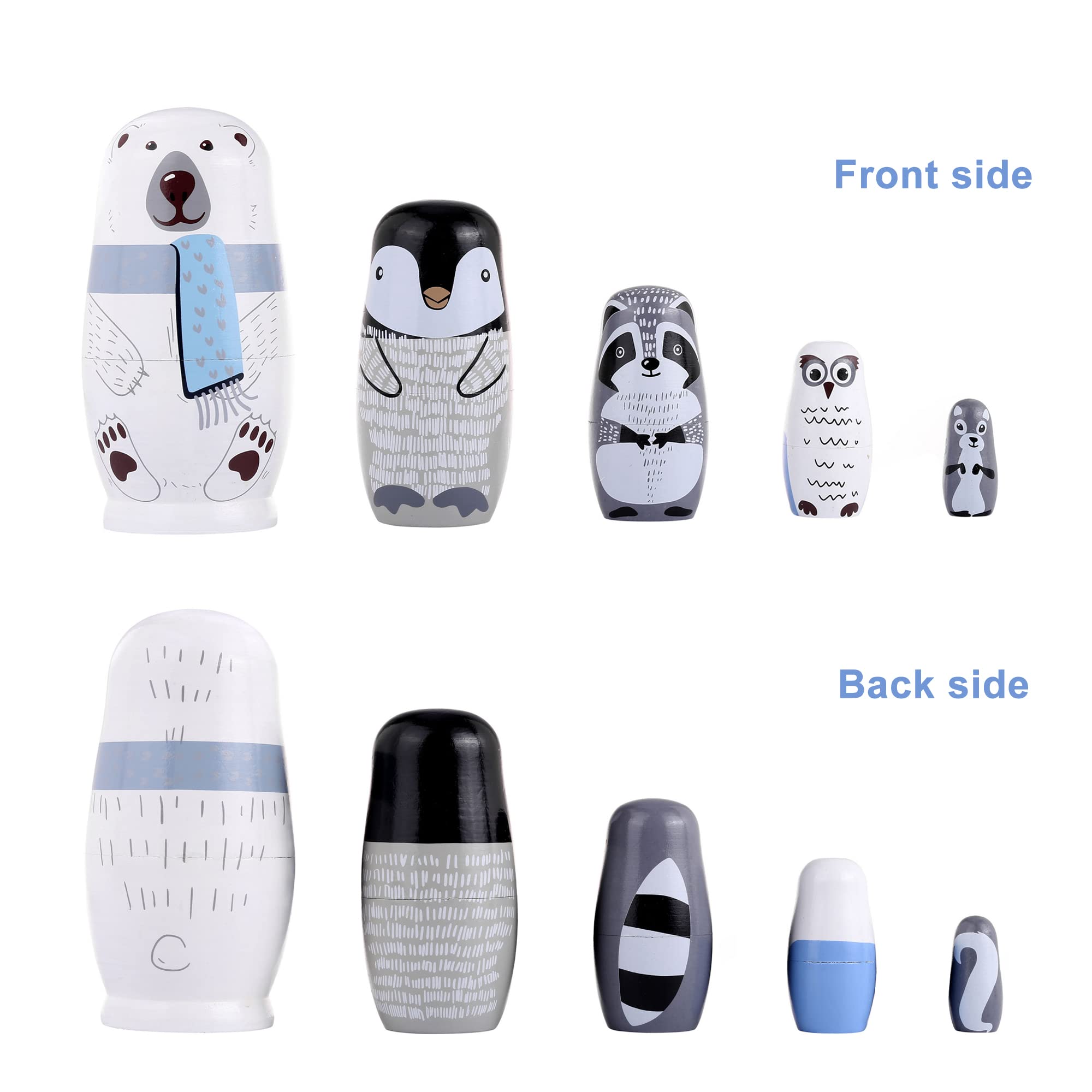 Yoption owl nesting doll, colorful craft ideal for desk or shelf.