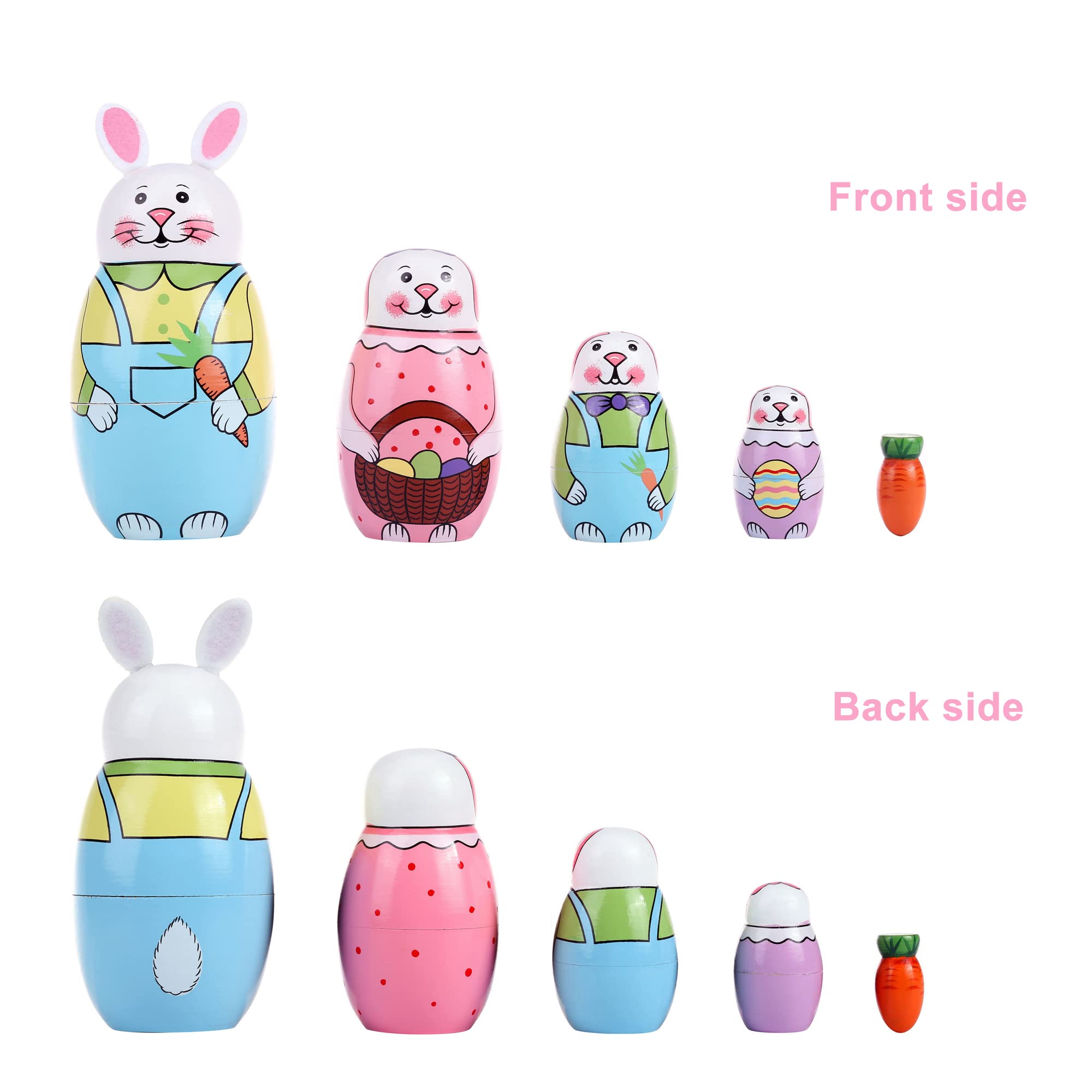 Yoption five-size rabbit nesting dolls with largest about 4.92 inches