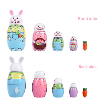 Yoption five-size rabbit nesting dolls with largest about 4.92 inches