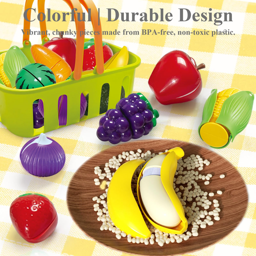 YOROCANO safety knives included for safe chopping in pretend kitchen play