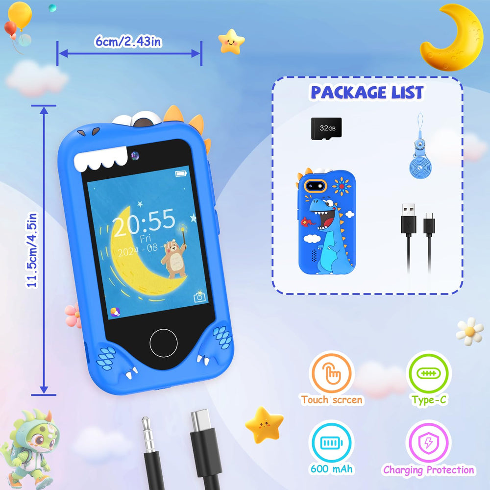 Yosfeng Kids Phone screen with colorful learning icons and kid-friendly UI.