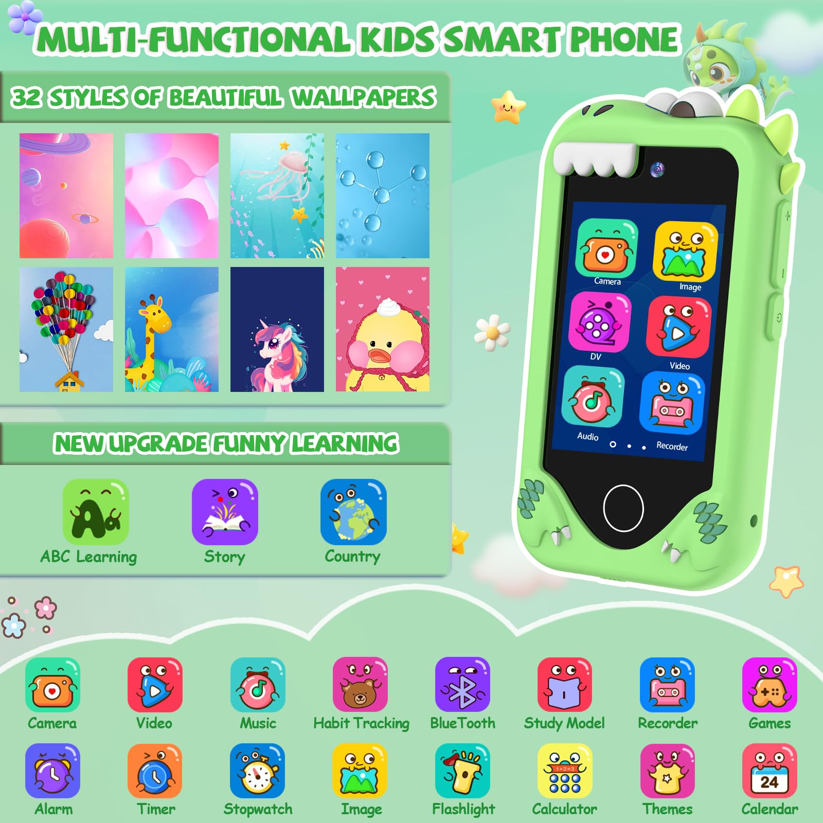 Yosfeng kids phone dual cameras capture memories and spark creativity