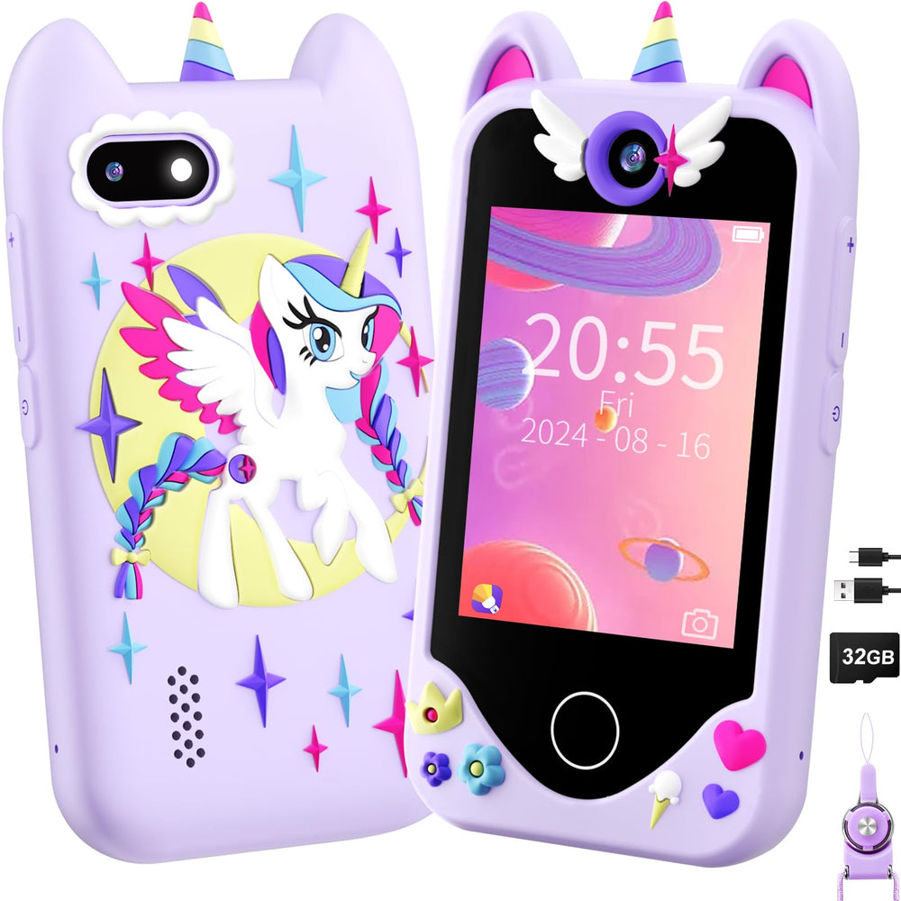 Yosfeng kids smart phone front view with educational features for girls