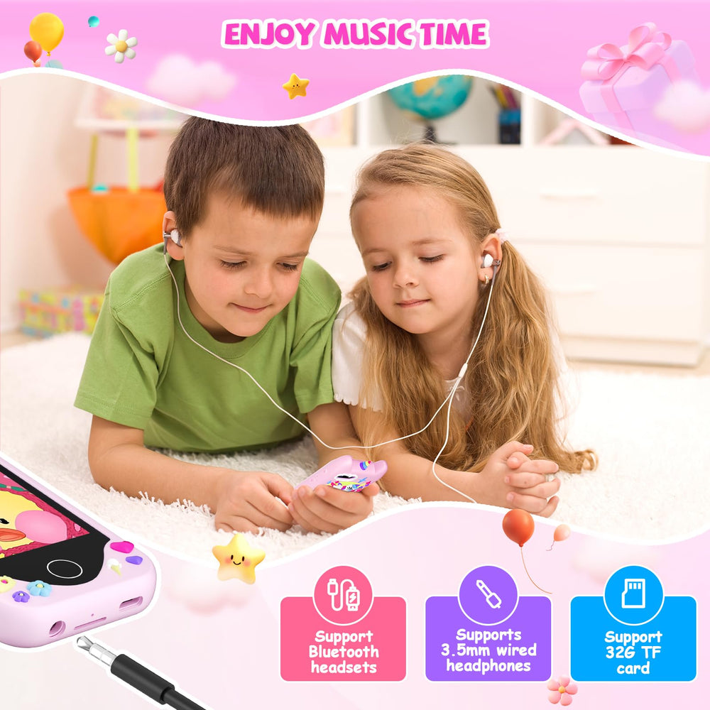 Yosfeng kids smart phone MP3 player for kid-friendly tunes.