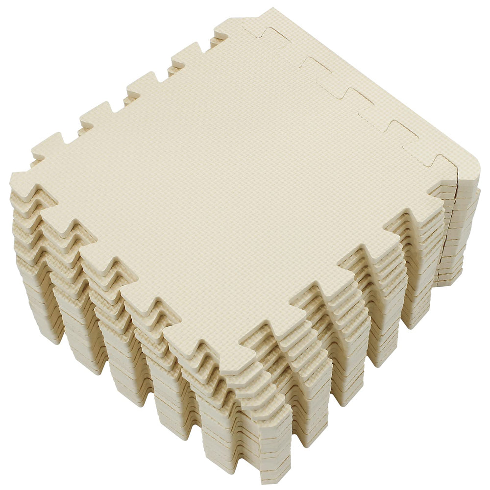 Yostrong 18 tiles interlocking mat beige provides safe baby play surface