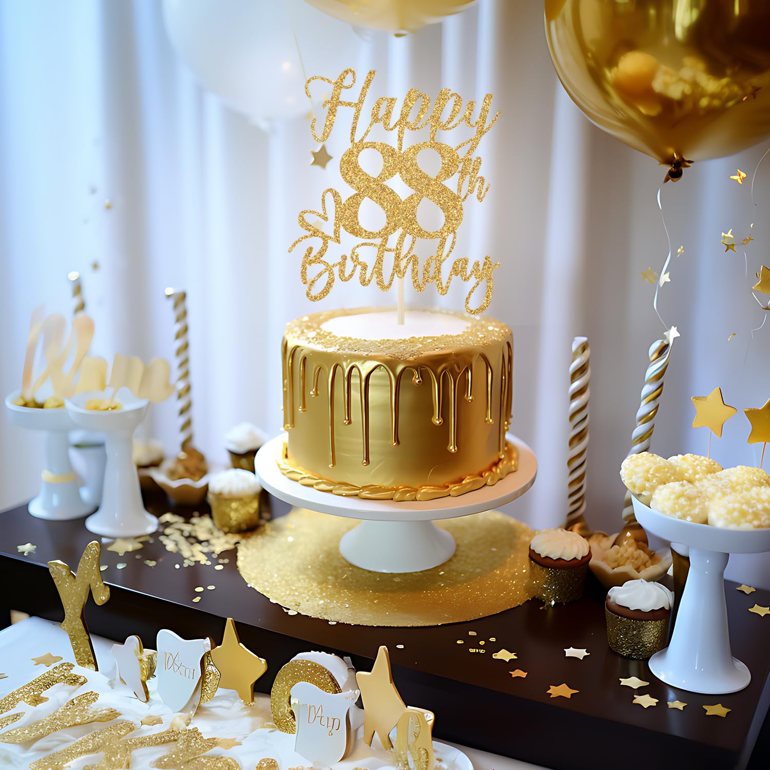 Yotawebery 88th birthday topper on cake showing elegant design for milestone celebrations.