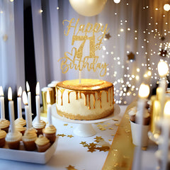 Yotawebery 71st celebration topper, gold glitter for elegant anniversary vibes