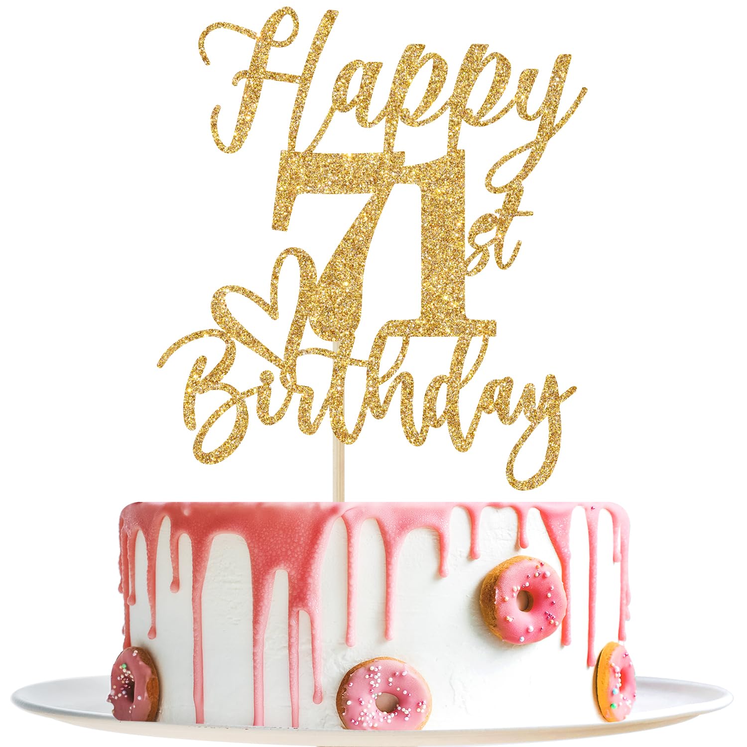 Yotawebery 71st birthday cake topper in gold glitter, ideal as centerpiece decoration