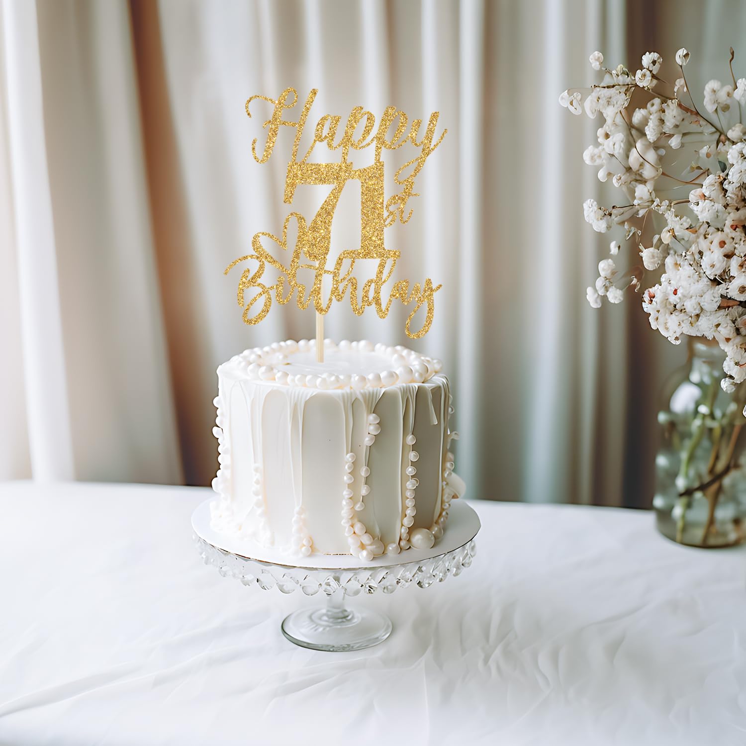 Yotawebery cake topper 71st with toothpicks, adjustable height for different cakes