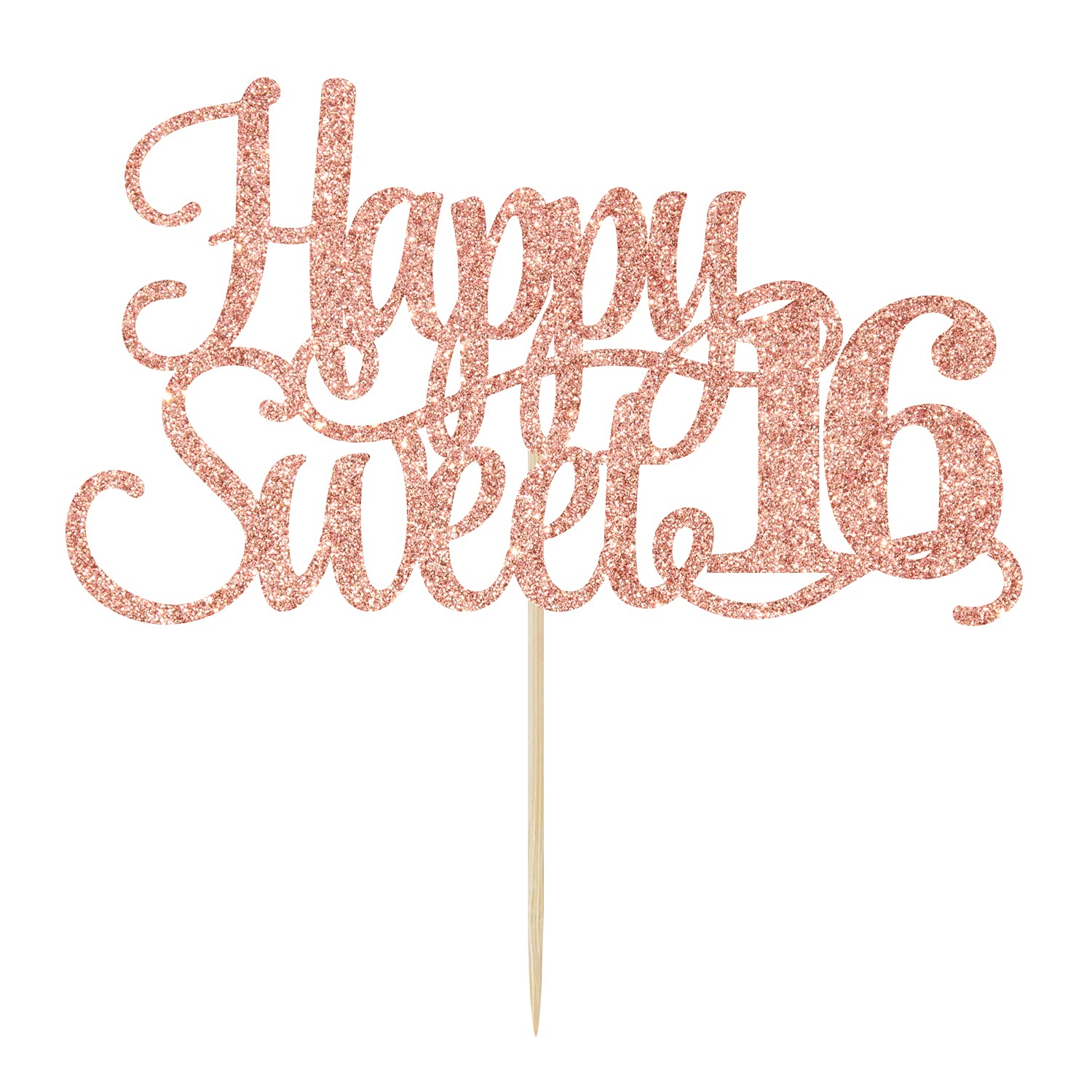 Yotawebery rose gold glitter Hello 16 cake topper brightens party photos.