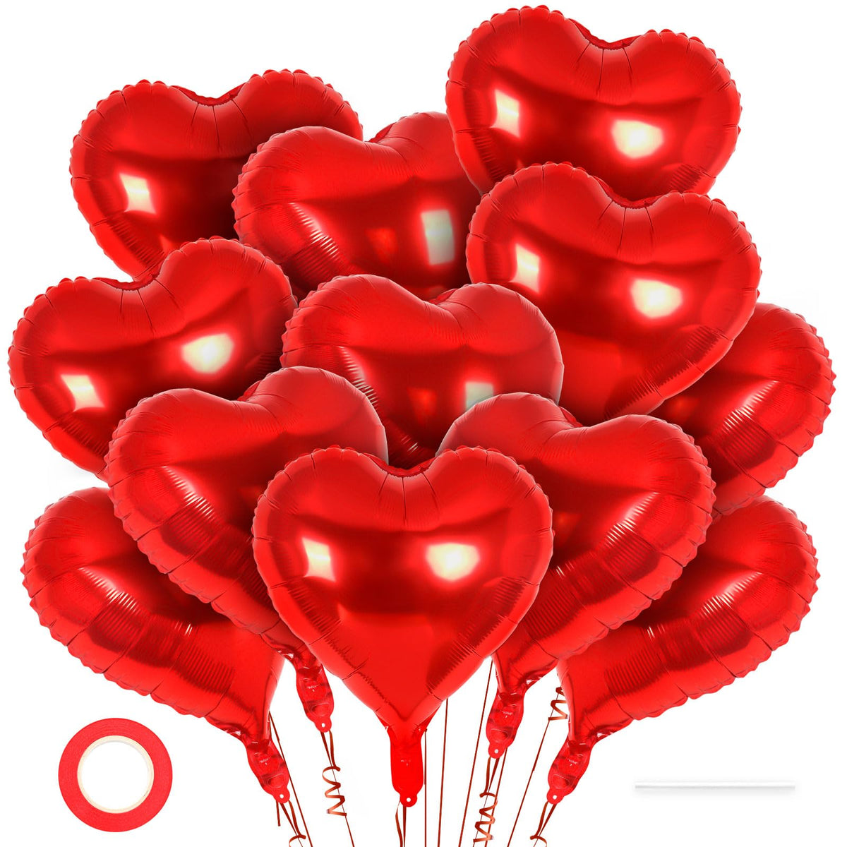 YOTHORN 12-piece red heart balloons for vibrant party décor and photo moments.