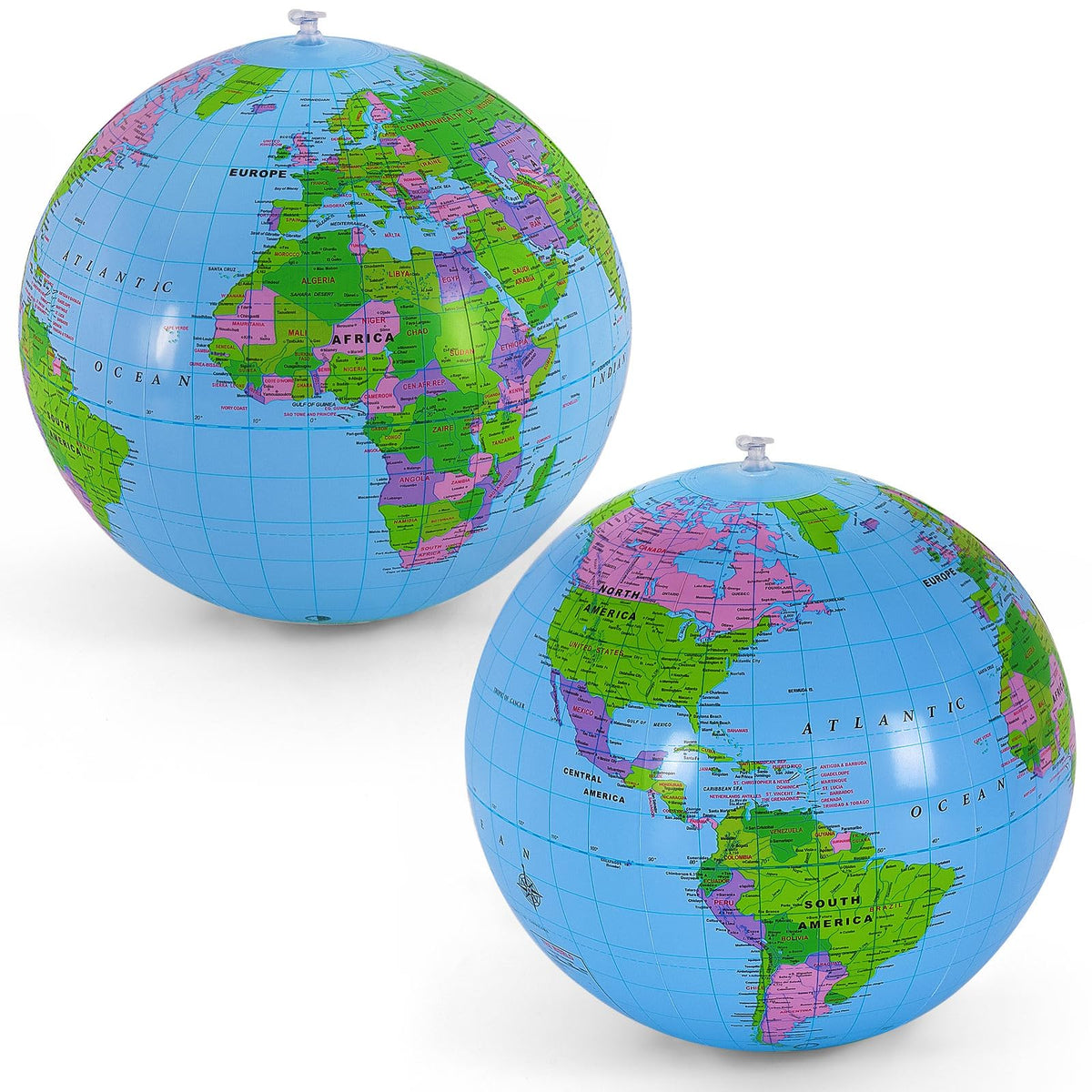 YOTHORN 16-inch inflatable globe blue beach ball for education and play at the pool