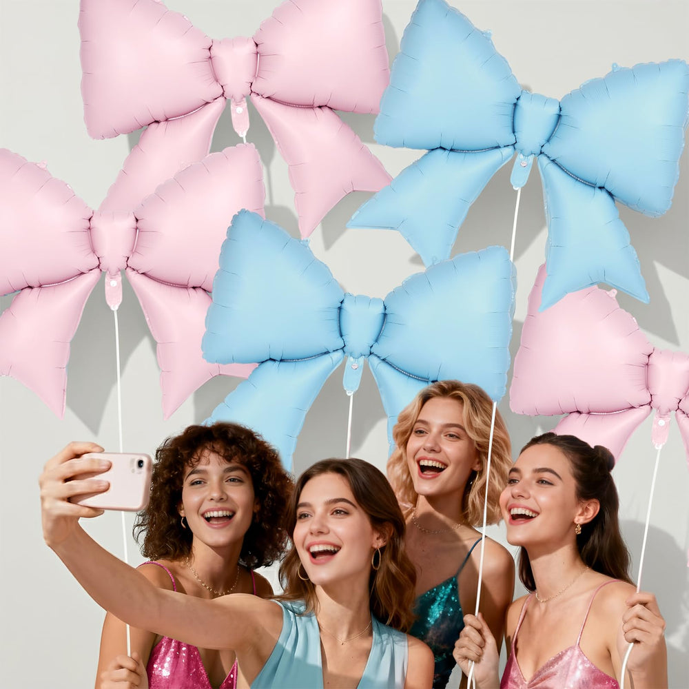 YOTHORN baby shower decor accent with pink and blue bow balloons