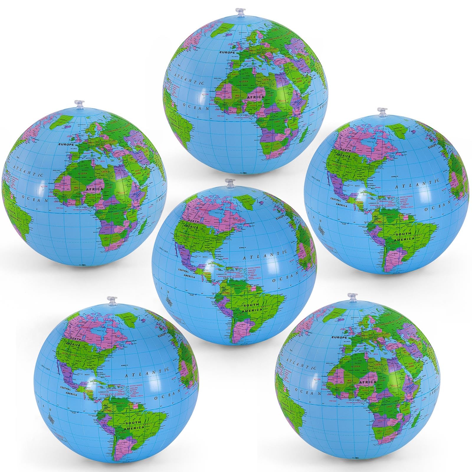 YOTHORN 16-inch inflatable globe beach ball ready for learning and play on the sand.
