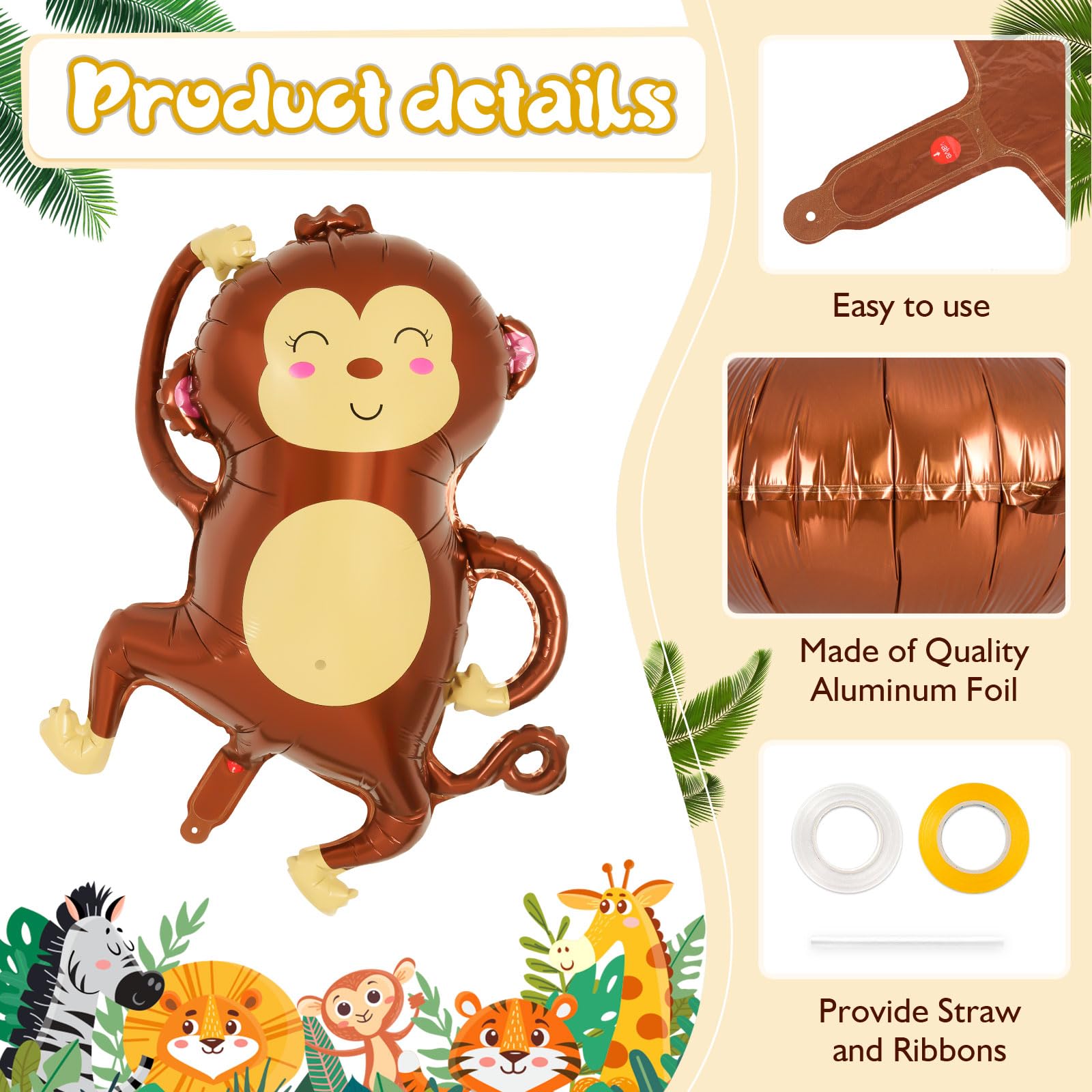 YOTHORN safari elephant balloon with gentle giant charm for wildlife decor