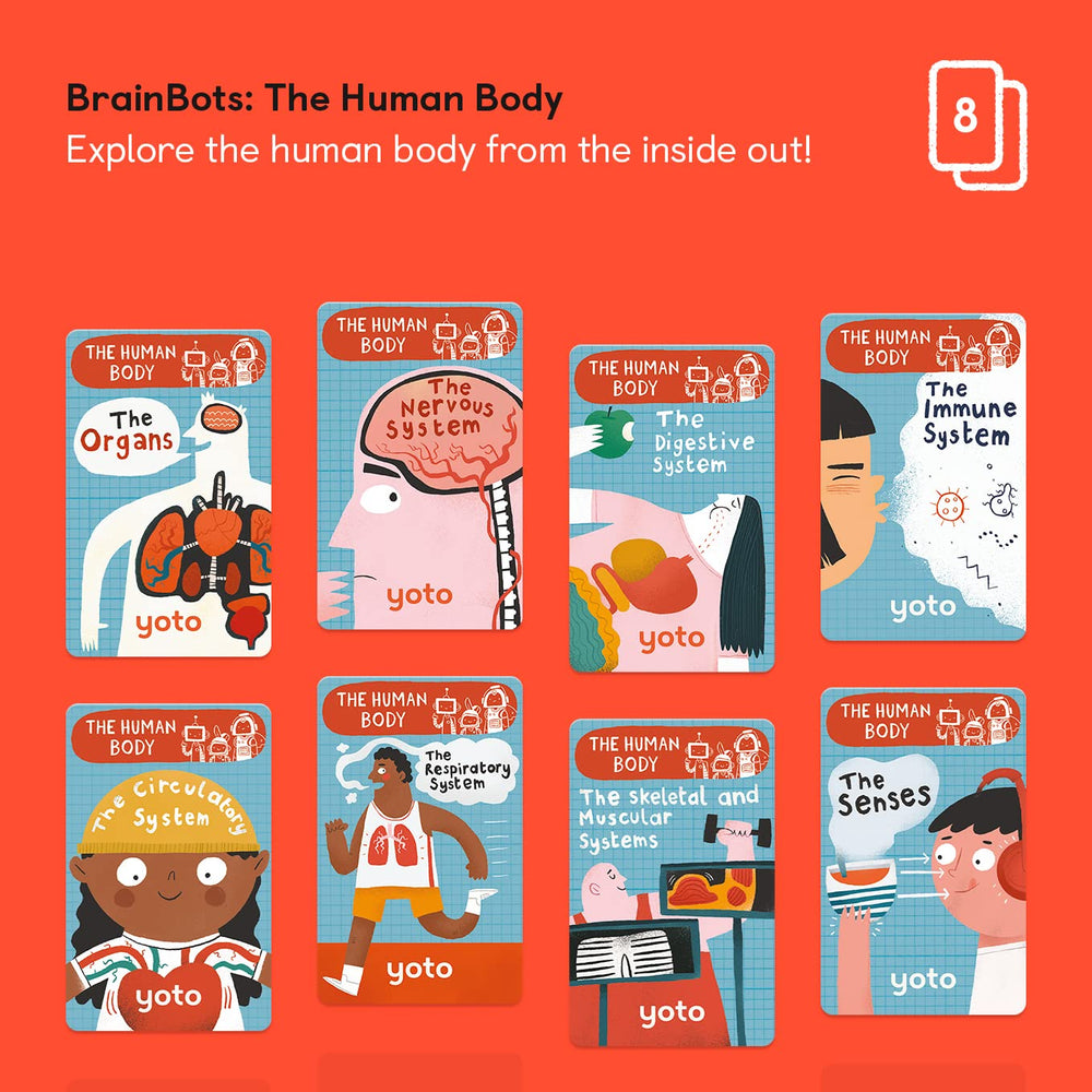 Yoto BrainBots characters Nellie, Buzz, Gibbs engage kids with friendly storytelling.