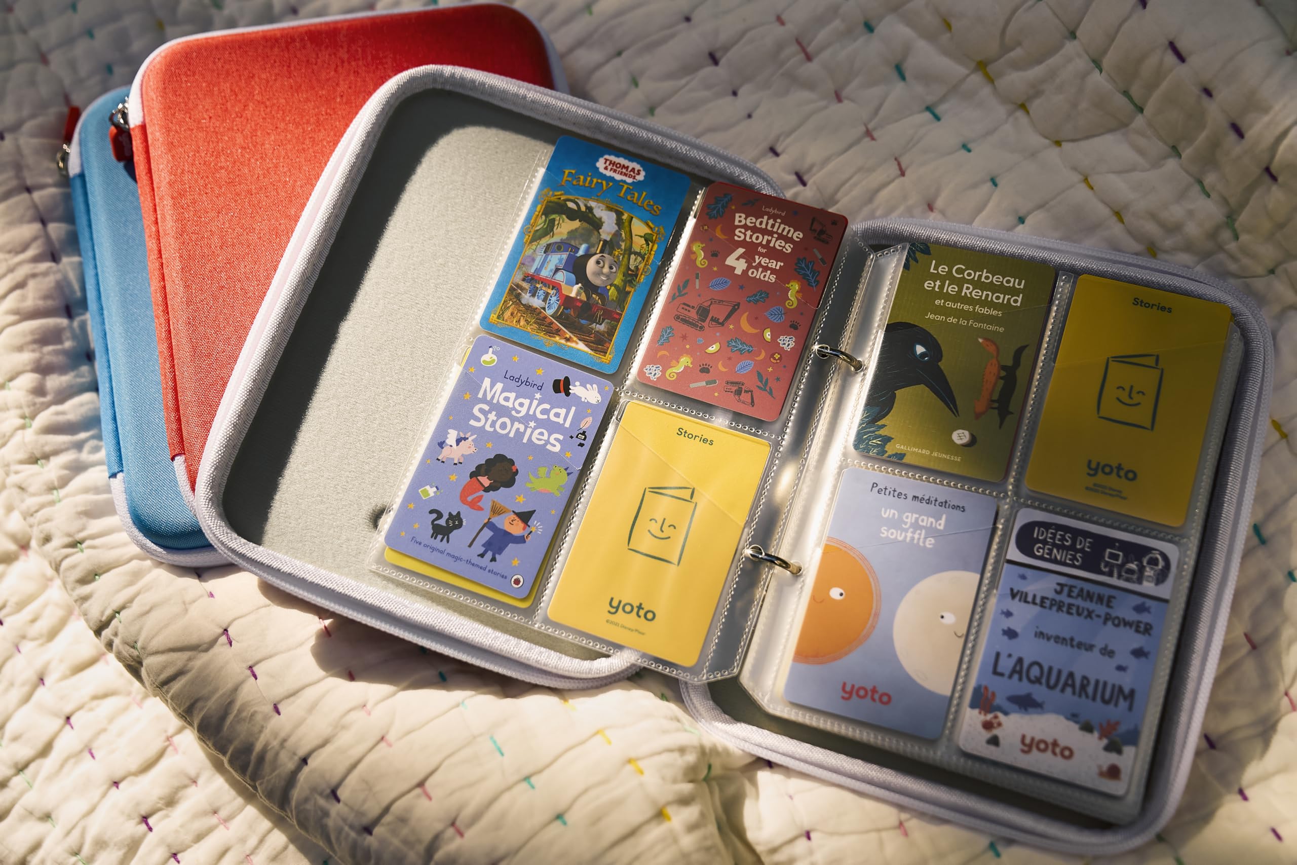 Eight-card sheets in the YOTO Card Case simplify quick access and organization.
