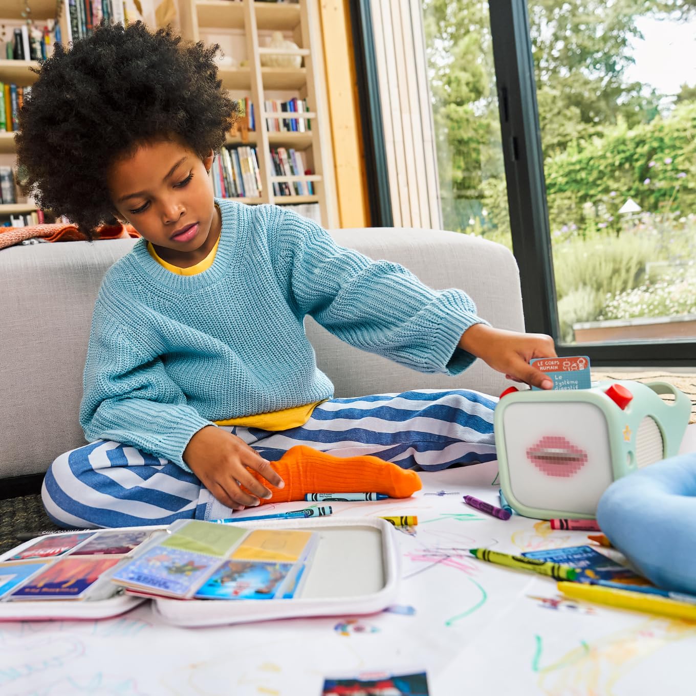 Binder-style YOTO Card Case keeps cards organized for kids' routines.