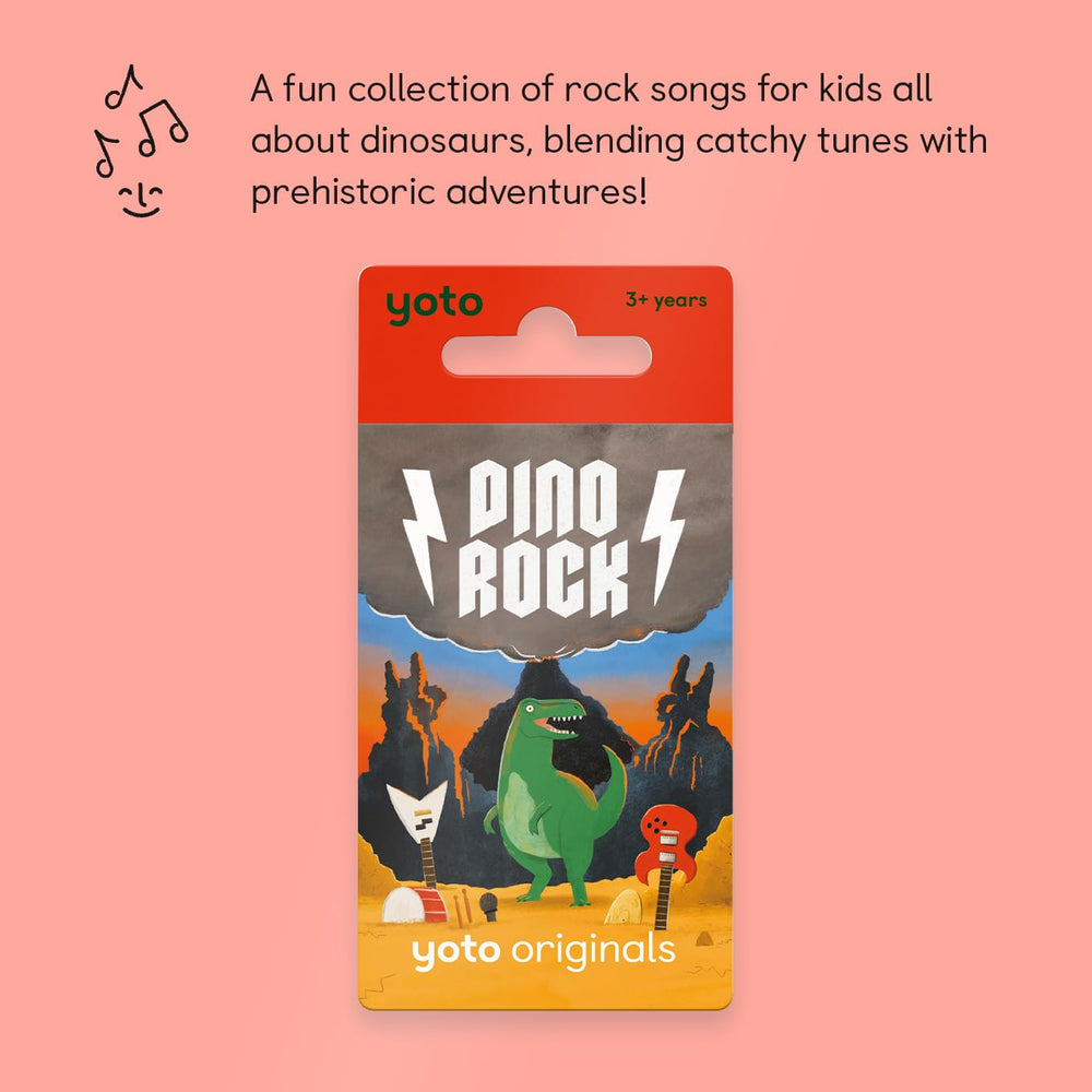 YOTO Dino Rock card inside box illustrating easy setup for parents