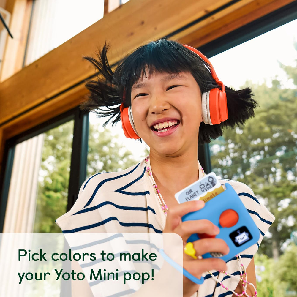 YOTO Mini Adventure Jacket blue bird; wrist strap enables easy portable use.